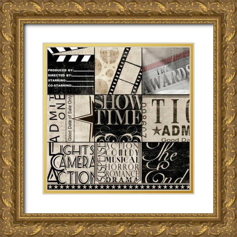 Movie 9 Patch Gold Ornate Wood Framed Art Print with Double Matting by Wolk, Lisa