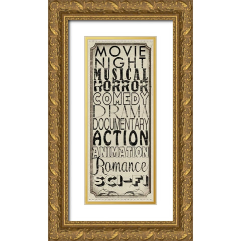 Movie Night Gold Ornate Wood Framed Art Print with Double Matting by Wolk, Lisa