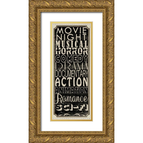 Movie Night II Gold Ornate Wood Framed Art Print with Double Matting by Wolk, Lisa