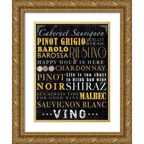 Wine Signs Gold Ornate Wood Framed Art Print with Double Matting by Wolk, Lisa