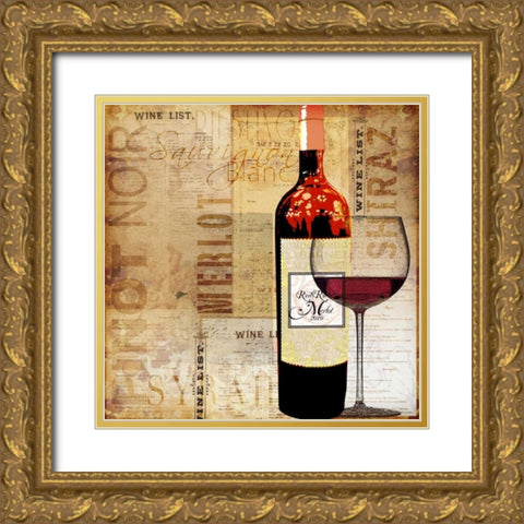 Wine List Gold Ornate Wood Framed Art Print with Double Matting by Wolk, Lisa