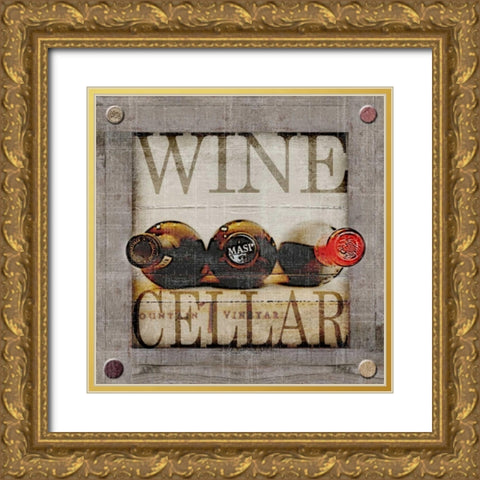 Wine Cellar Gold Ornate Wood Framed Art Print with Double Matting by Wolk, Lisa