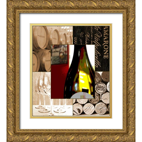 Wine Lover Gold Ornate Wood Framed Art Print with Double Matting by Wolk, Lisa