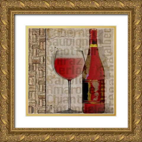 Wine Varieties Gold Ornate Wood Framed Art Print with Double Matting by Wolk, Lisa