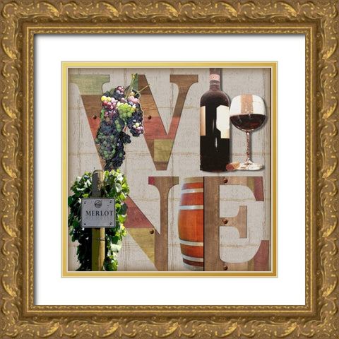 Merlot Wine Gold Ornate Wood Framed Art Print with Double Matting by Wolk, Lisa