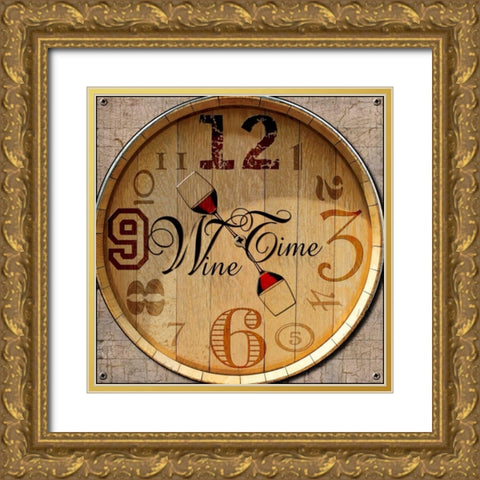 Its Wine Oclock Gold Ornate Wood Framed Art Print with Double Matting by Wolk, Lisa