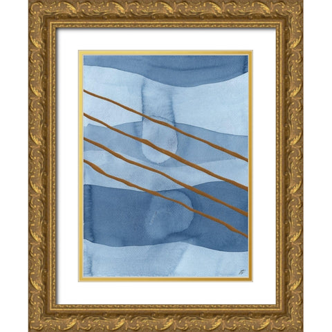 Blue and Gold II Gold Ornate Wood Framed Art Print with Double Matting by Lee, Judson