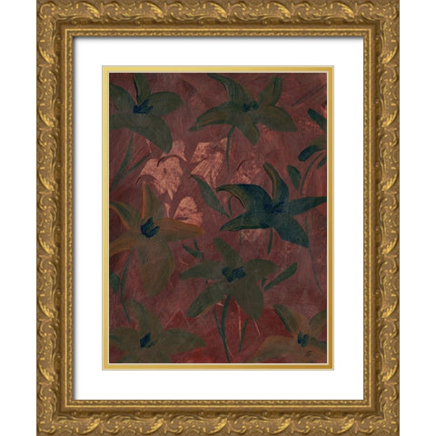 Autumn Fireworks Flowers I Gold Ornate Wood Framed Art Print with Double Matting by Lee, Judson