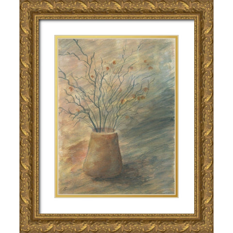 Dried Twig Buds Gold Ornate Wood Framed Art Print with Double Matting by Lee, Judson