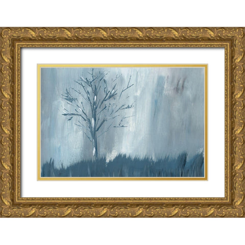 Winter Tree Rain Gold Ornate Wood Framed Art Print with Double Matting by Lee, Judson