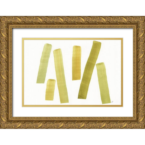 Emerald Stripes Gold Ornate Wood Framed Art Print with Double Matting by Lee, Judson