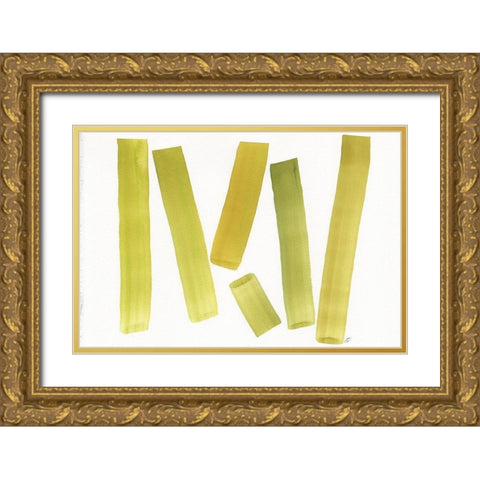 Emerald Stripes II Gold Ornate Wood Framed Art Print with Double Matting by Lee, Judson