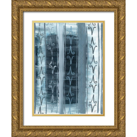 Grate Door Stripes Gold Ornate Wood Framed Art Print with Double Matting by Lee, Judson