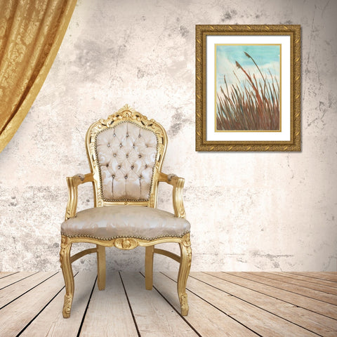 Feathered Grass Gold Ornate Wood Framed Art Print with Double Matting by Lee, Judson
