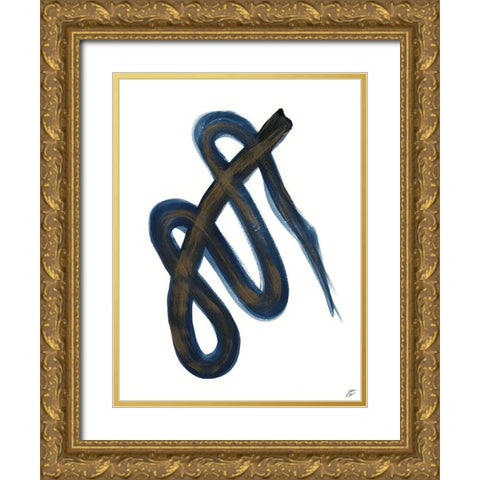 Blue Script I Gold Ornate Wood Framed Art Print with Double Matting by Lee, Judson