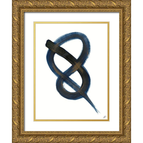 Blue Script II Gold Ornate Wood Framed Art Print with Double Matting by Lee, Judson