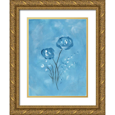 Round Flower Blues II Gold Ornate Wood Framed Art Print with Double Matting by Lee, Judson