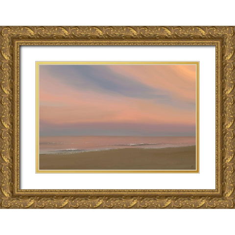 Beach Sunset Gold Ornate Wood Framed Art Print with Double Matting by Lee, Judson