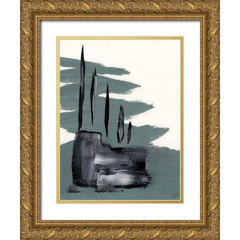 Green and Gray Gold Ornate Wood Framed Art Print with Double Matting by Lee, Judson