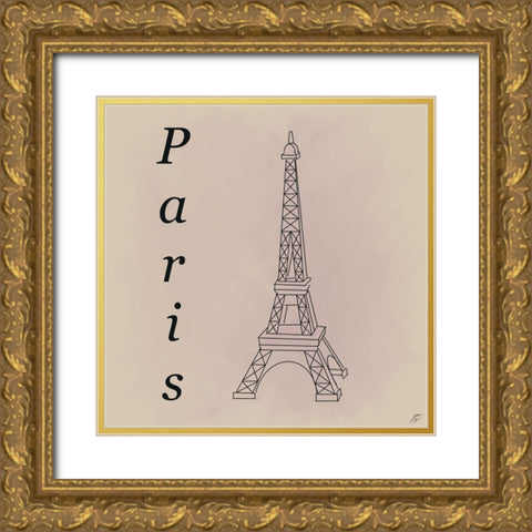 Eiffel Tower Gold Ornate Wood Framed Art Print with Double Matting by Lee, Judson