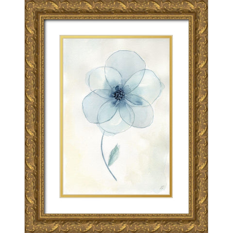 Blue Glass Flower Gold Ornate Wood Framed Art Print with Double Matting by Lee, Judson