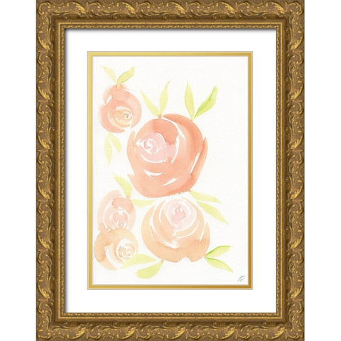 Lovely Roses Gold Ornate Wood Framed Art Print with Double Matting by Lee, Judson