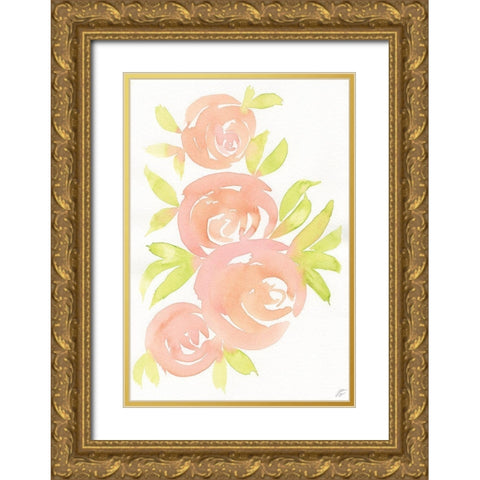Pale Pink-Bright Green Gold Ornate Wood Framed Art Print with Double Matting by Lee, Judson