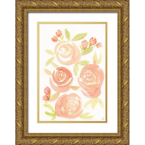 Pale Roses Gold Ornate Wood Framed Art Print with Double Matting by Lee, Judson