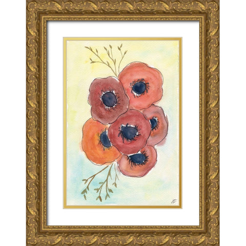 Anemones Gold Ornate Wood Framed Art Print with Double Matting by Lee, Judson