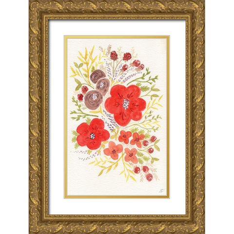 Watercolor Cluster Gold Ornate Wood Framed Art Print with Double Matting by Lee, Judson