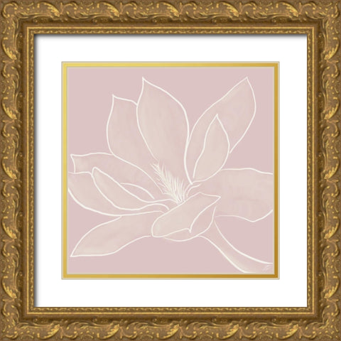 Magnolia Outline Gold Ornate Wood Framed Art Print with Double Matting by Lee, Judson