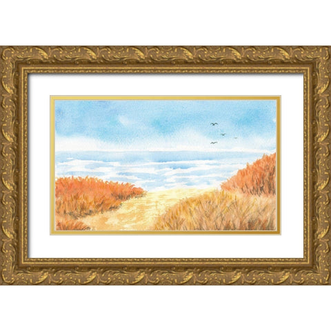 Beach View Gold Ornate Wood Framed Art Print with Double Matting by Lee, Judson