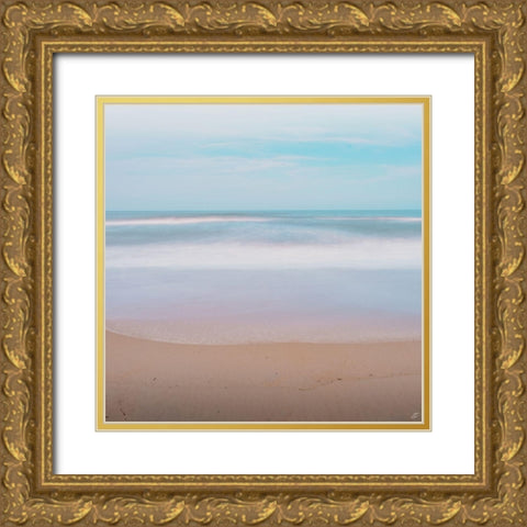 Washy Beach in Aqua Gold Ornate Wood Framed Art Print with Double Matting by Lee, Judson