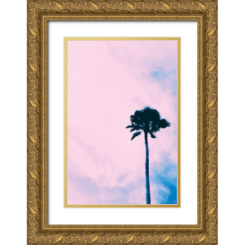 Millennial Pink Palm Gold Ornate Wood Framed Art Print with Double Matting by Lee, Judson