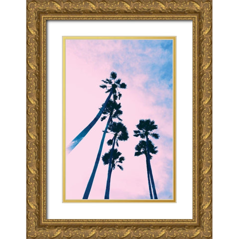 Millennial Pink Palms Gold Ornate Wood Framed Art Print with Double Matting by Lee, Judson