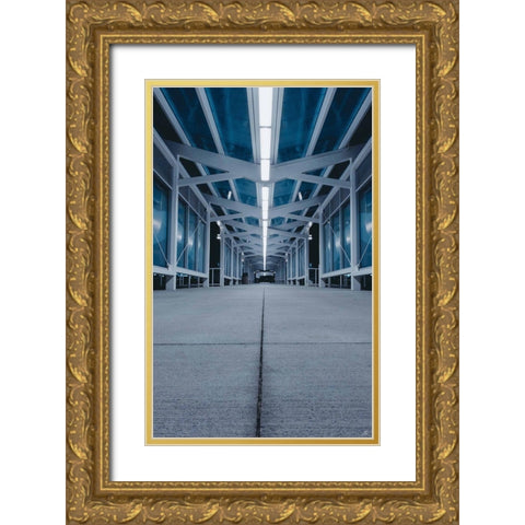 Blue Concrete Walkway Gold Ornate Wood Framed Art Print with Double Matting by Lee, Judson