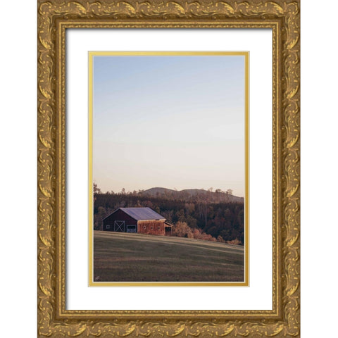 Sunlit Barn Gold Ornate Wood Framed Art Print with Double Matting by Lee, Judson