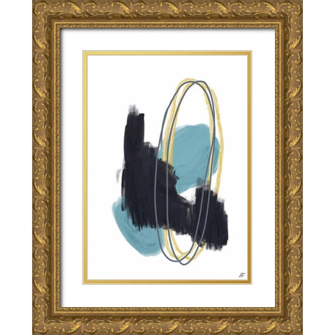 Black-Teal-Gold I Gold Ornate Wood Framed Art Print with Double Matting by Lee, Judson