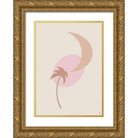 Sun-Palm Tree Gold Ornate Wood Framed Art Print with Double Matting by Lee, Judson