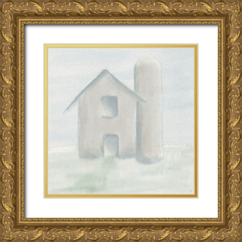 Single Barn Gold Ornate Wood Framed Art Print with Double Matting by Lee, Judson