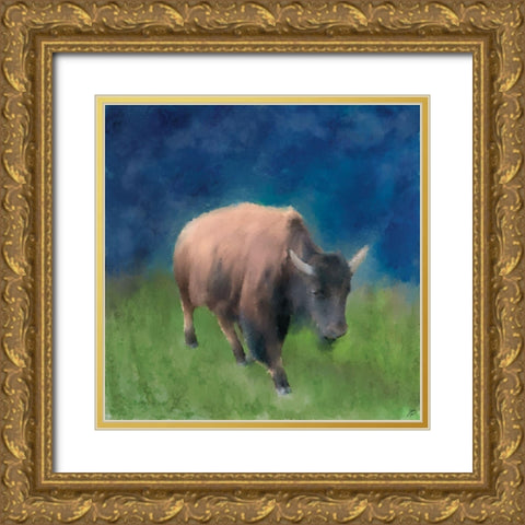 Buffalo Walk Gold Ornate Wood Framed Art Print with Double Matting by Lee, Judson