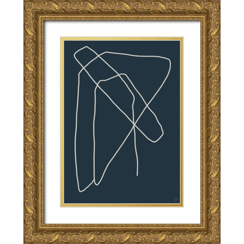 Mod Lines on Blue III Gold Ornate Wood Framed Art Print with Double Matting by Lee, Judson