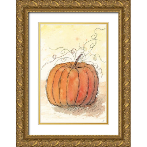 Fall Pumpkin Gold Ornate Wood Framed Art Print with Double Matting by Lee, Judson