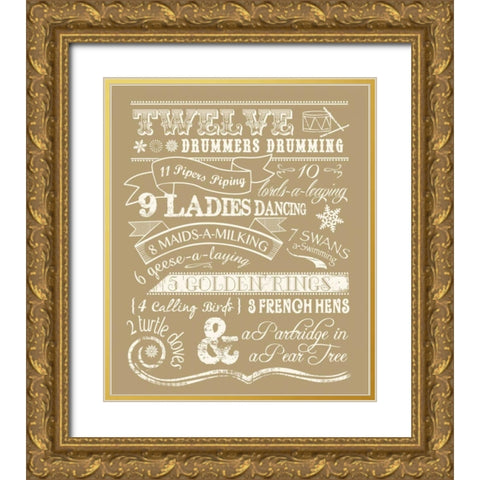 Twelve Days I Gold Ornate Wood Framed Art Print with Double Matting by Longfellow Designs