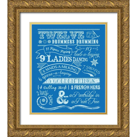 Twelve Days II Gold Ornate Wood Framed Art Print with Double Matting by Longfellow Designs