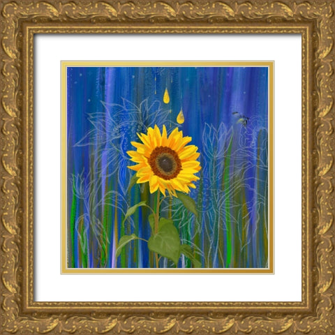 Sunflower Gold Ornate Wood Framed Art Print with Double Matting by Longfellow Designs