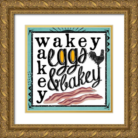 Wakey Gold Ornate Wood Framed Art Print with Double Matting by Longfellow Designs