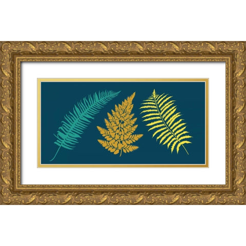 Ferns Gold Ornate Wood Framed Art Print with Double Matting by Designs, Longfellow