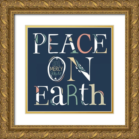 Peace on Earth Gold Ornate Wood Framed Art Print with Double Matting by Longfellow Designs