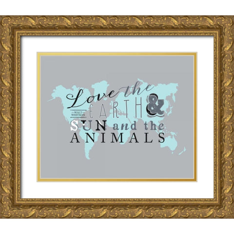 Walt Whitman Map Gold Ornate Wood Framed Art Print with Double Matting by Longfellow Designs